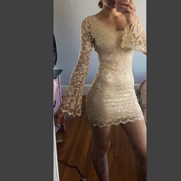 Arden B Lace Backless Dress - Cream - Picture 2 of 4